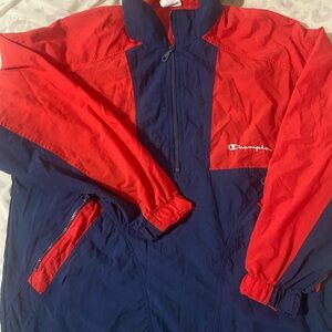 Vintage Champion Red and Blue Men's Jacket